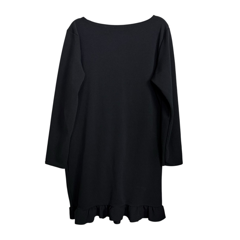 PrettyLittleThing l Black Asymmetrical Ruffled Wrap Dress Size 16 - Picture 3 of 10